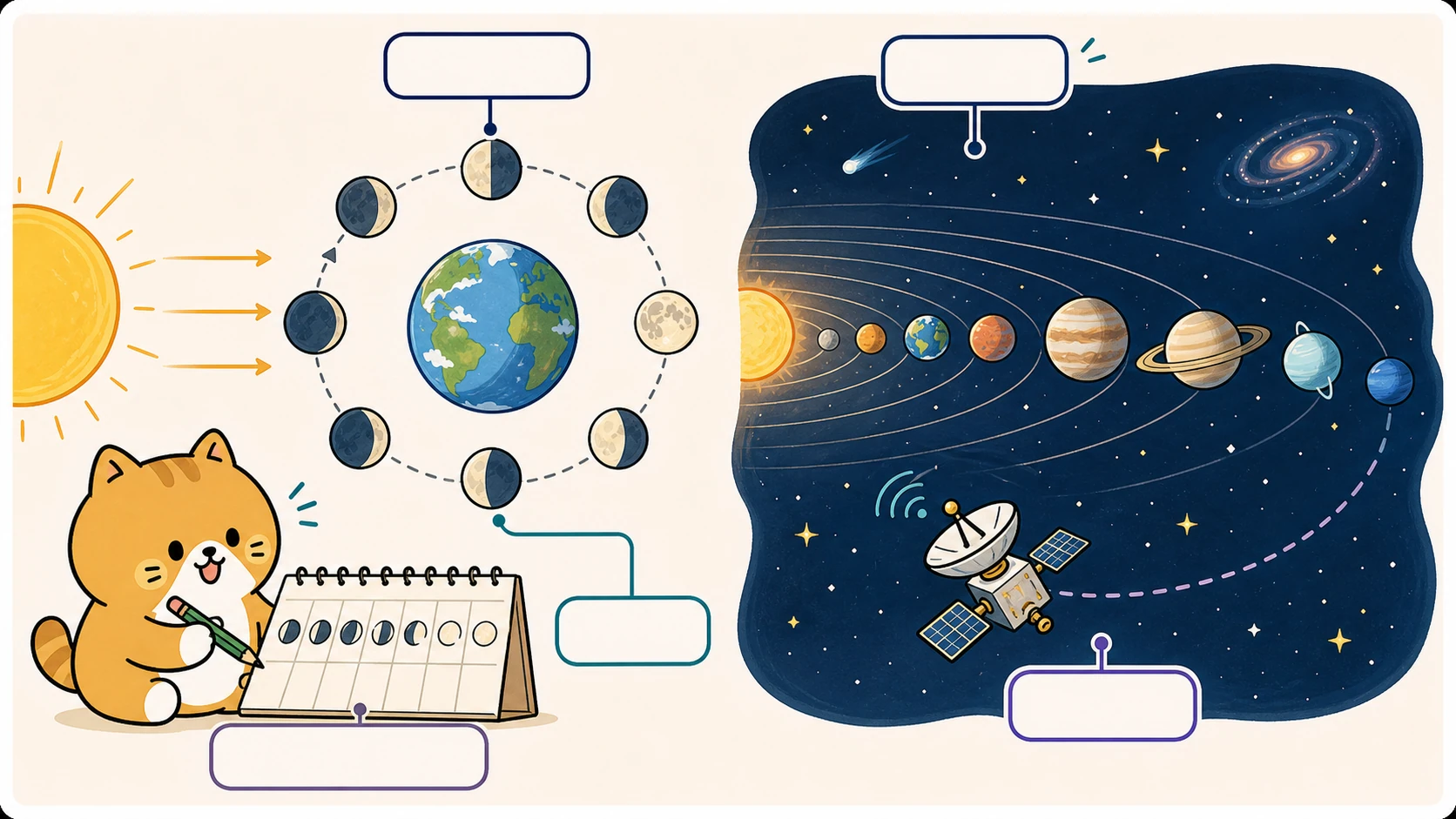 宇宙与空间知识点教学插画