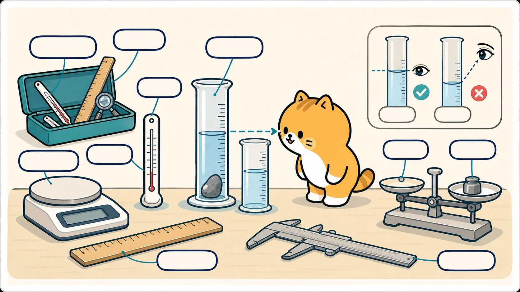 科学观察与测量知识点教学插画